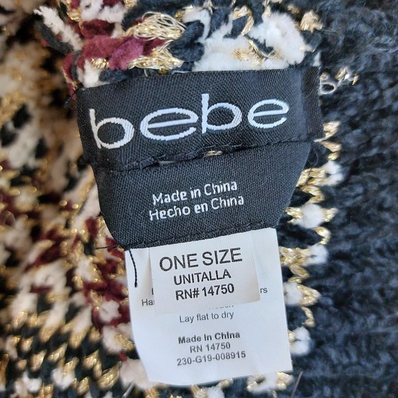 Bebe Women's Navy and Gold Knitted Hat One Size Fit All - Picture 5 of 7